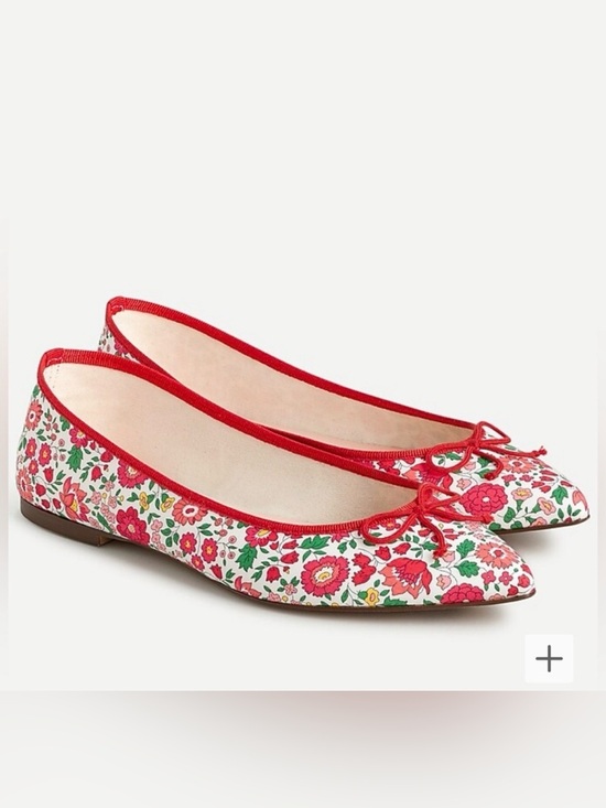 J. Crew Shoes - J.Crew Gemma Ballet Flats in Floral Cloth - White with Red